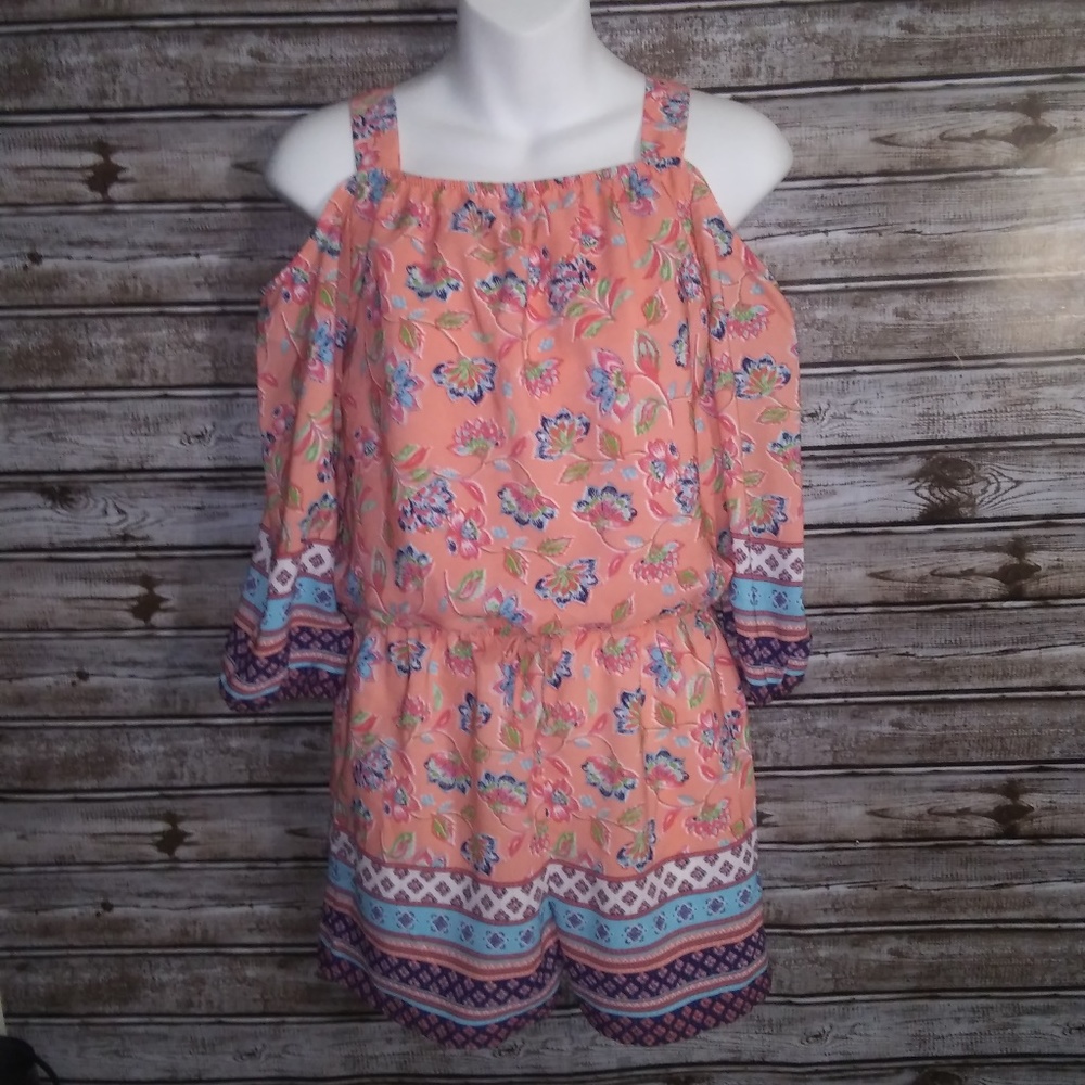 EUC MY MICHELLE GIRLS PEACH ROMPER